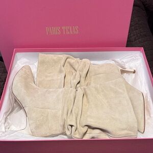 Paris Texas Beige Suede Slouch mid-calf Boot
